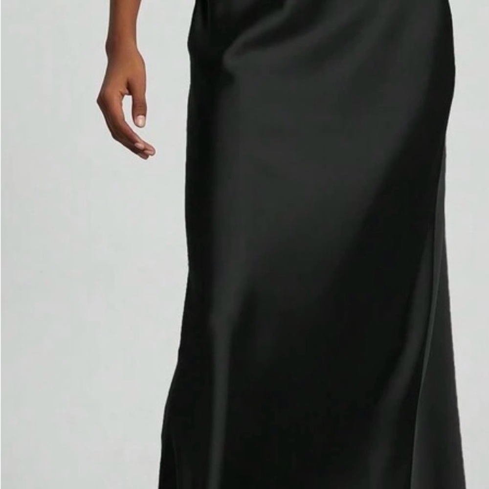 SHEIN Black Satin Midi Skirt